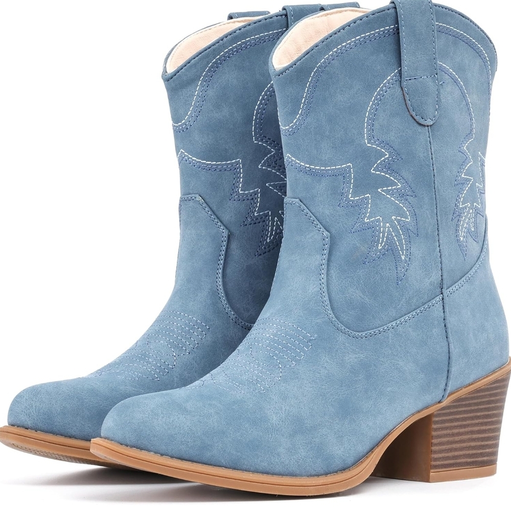 Stylish Blue Heeled Boots for Women